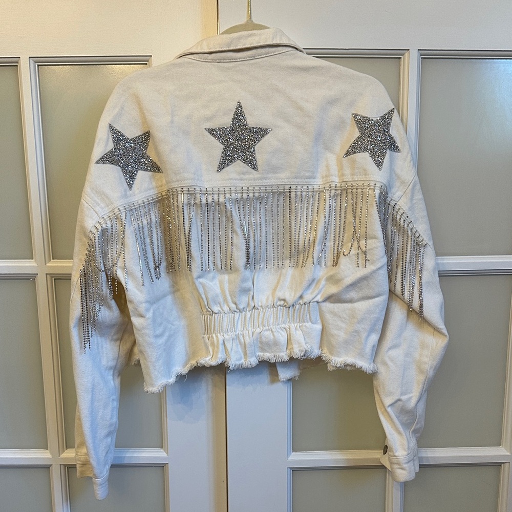 White Star Embellished Jean Jacket